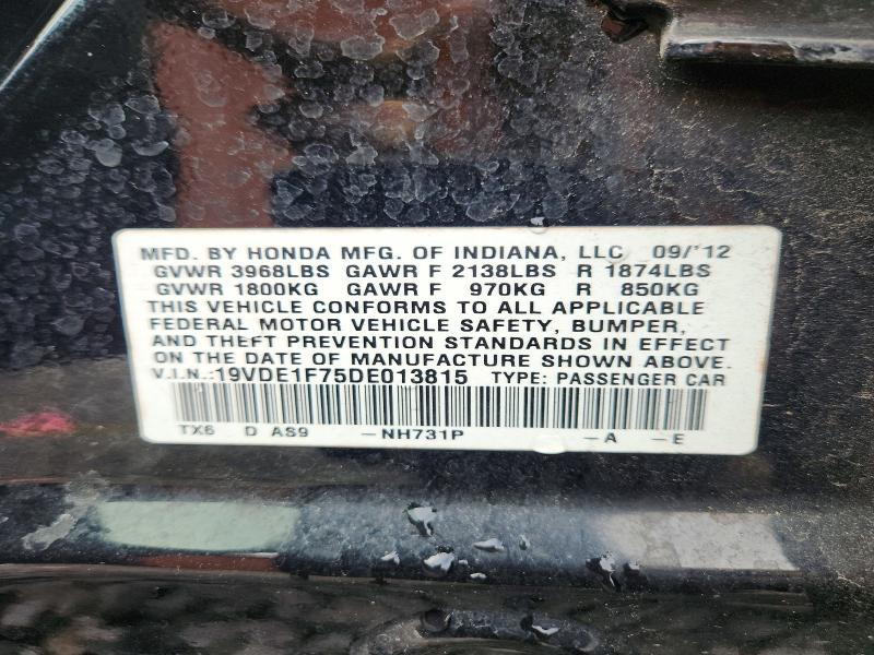 66976526 :رقم المزاد ، 19VDE1F75DE013815 vin ، 2013 Acura Ilx مزاد بيع