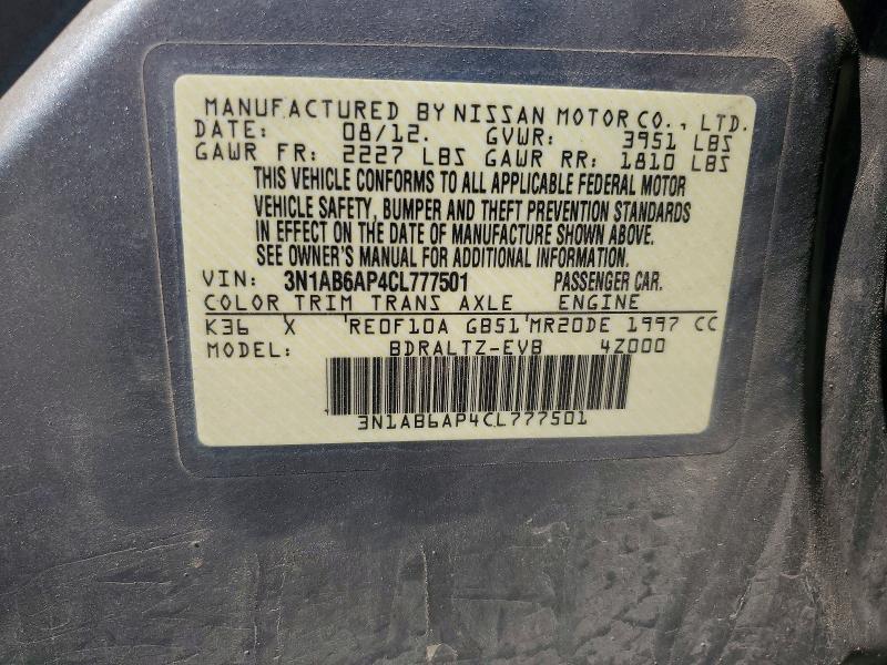 64025796 :رقم المزاد ، 3N1AB6AP4CL777501 vin ، 2012 Nissan Sentra مزاد بيع
