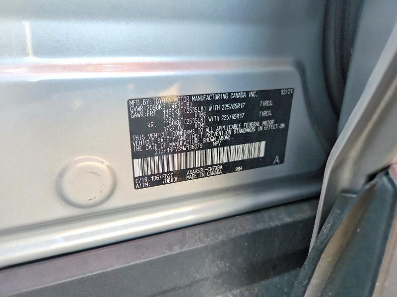 Продажа на аукционе авто 2021 Toyota Rav4, vin: 2T3H1RFV3MW136079, номер лота: 65872696