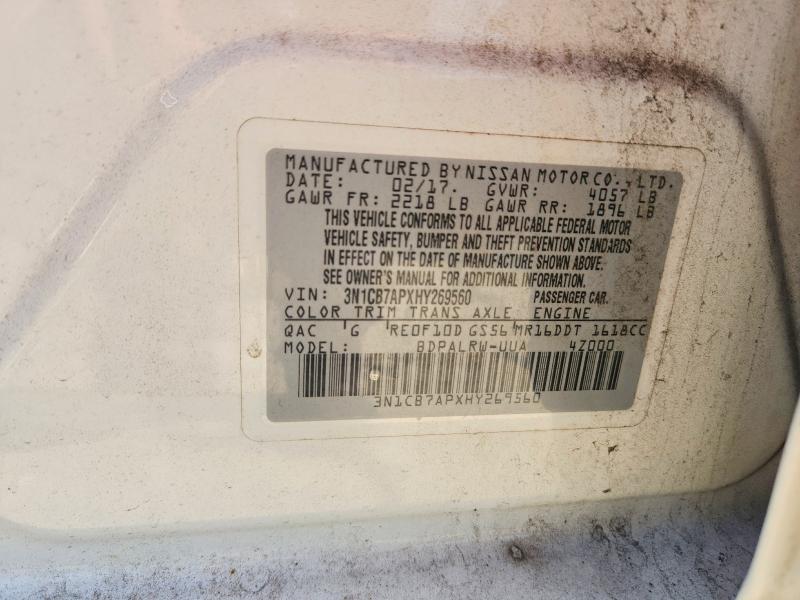 Продаж на аукціоні авто 2017 Nissan Sentra, vin: 3N1CB7APXHY269560, номер лоту: 66101126
