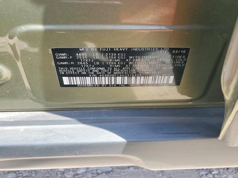 Aukcja sprzedaży 2016 Subaru Outback, vin: 4S4BSBFCXG3316459, numer aukcji: 65315246