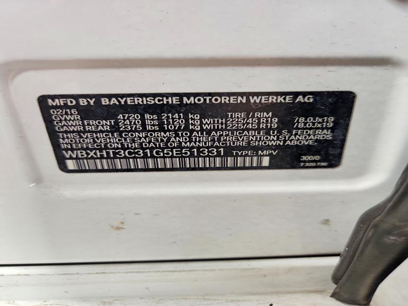 63892736 :رقم المزاد ، WBXHT3C31G5E51331 vin ، 2016 Bmw X1 مزاد بيع