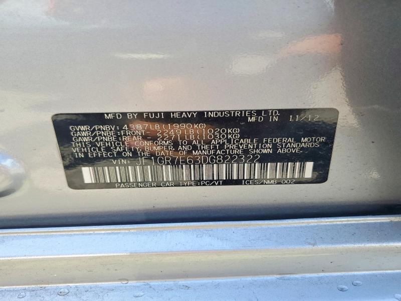 Aukcja sprzedaży 2013 Subaru Impreza, vin: JF1GR7E63DG822322, numer aukcji: 59407066