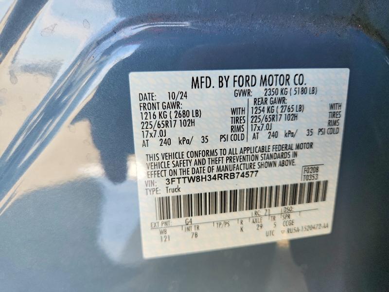 Продажа на аукционе авто 2024 Ford Maverick, vin: 3FTTW8H34RRB74577, номер лота: 66181666