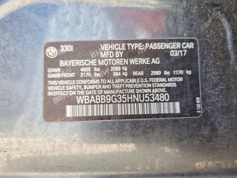 Aukcja sprzedaży 2017 Bmw 330, vin: WBA8B9G35HNU53480, numer aukcji: 65874096