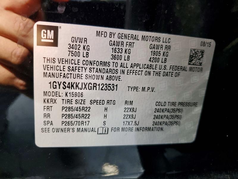 Продаж на аукціоні авто 2016 Cadillac Escalade, vin: 1GYS4KKJXGR123531, номер лоту: 63941266