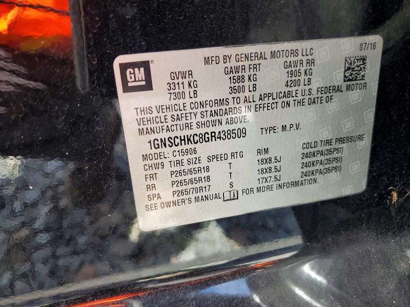 Продаж на аукціоні авто 2016 Chevrolet Suburban, vin: 1GNSCHKC8GR438509, номер лоту: 64081776