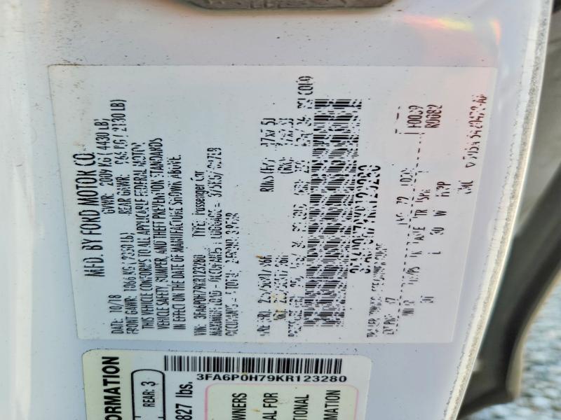 64986326 :رقم المزاد ، 3FA6P0H79KR123280 vin ، 2019 Ford Fusion مزاد بيع