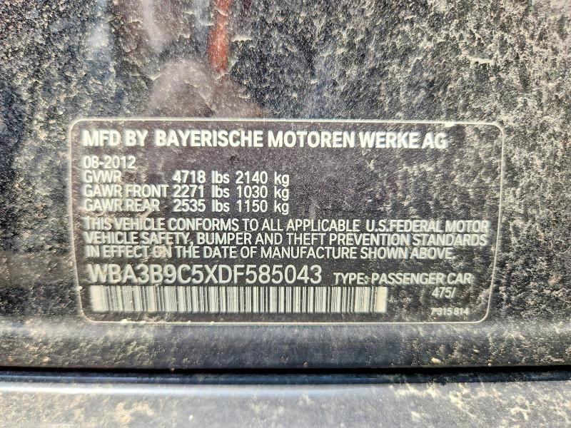 64190446 :رقم المزاد ، WBA3B9C5XDF585043 vin ، 2013 Bmw 335 مزاد بيع