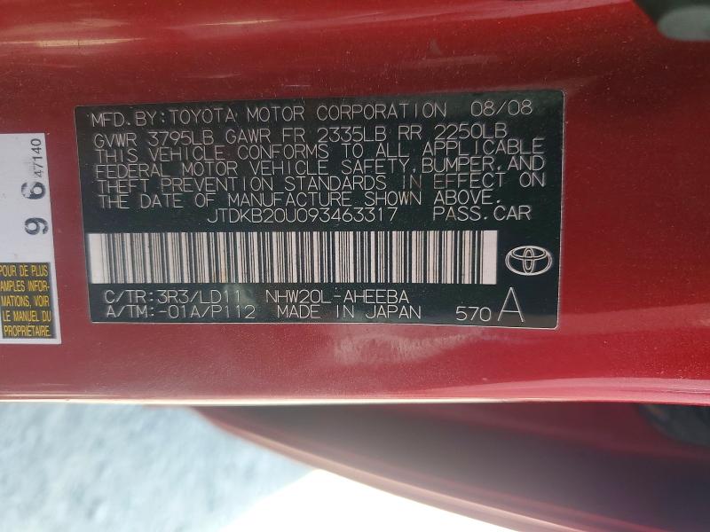 Продаж на аукціоні авто 2009 Toyota Prius, vin: JTDKB20U093463317, номер лоту: 65161956