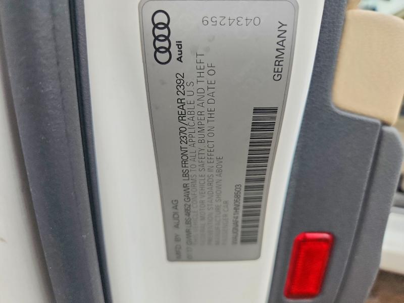 Aukcja sprzedaży 2017 Audi A4, vin: WAUGNAF41HN058503, numer aukcji: 65329276