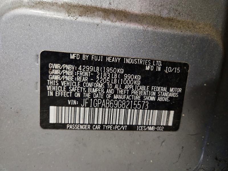 66782126 :رقم المزاد ، JF1GPAB69G8215573 vin ، 2016 Subaru Impreza مزاد بيع