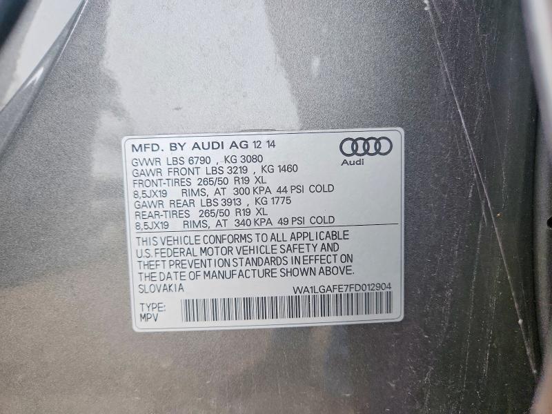Aukcja sprzedaży 2015 Audi Q7, vin: WA1LGAFE7FD012904, numer aukcji: 64820036