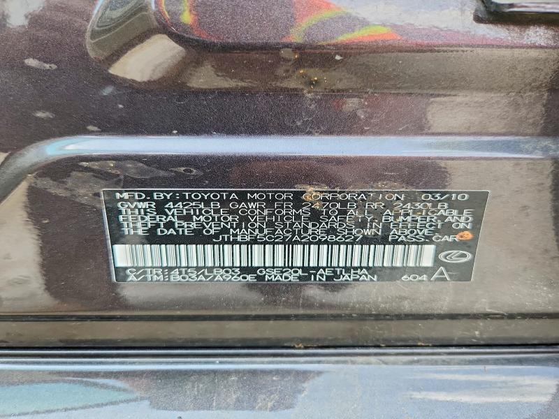 Продажа на аукционе авто 2010 Lexus Is 250, vin: JTHBF5C27A2098627, номер лота: 63481436