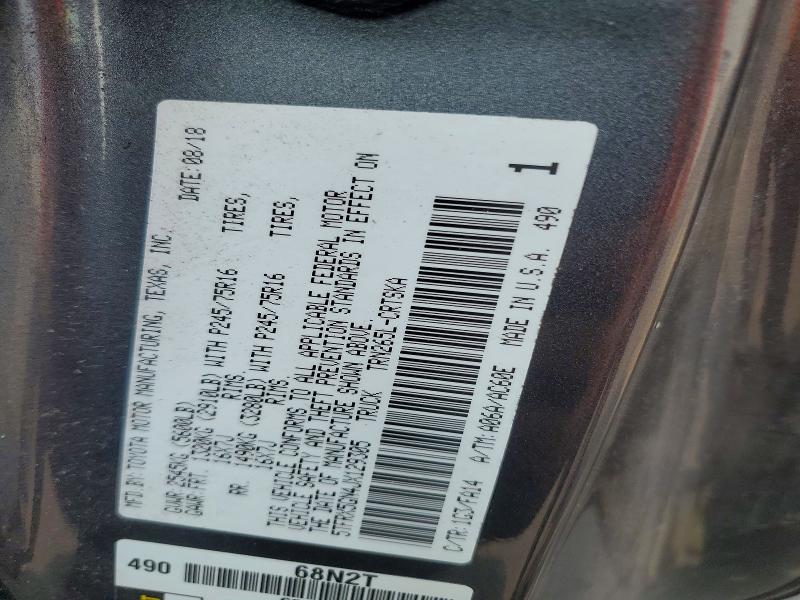 62711926 :رقم المزاد ، 5TFRX5GN4JX129305 vin ، 2018 Toyota Tacoma مزاد بيع