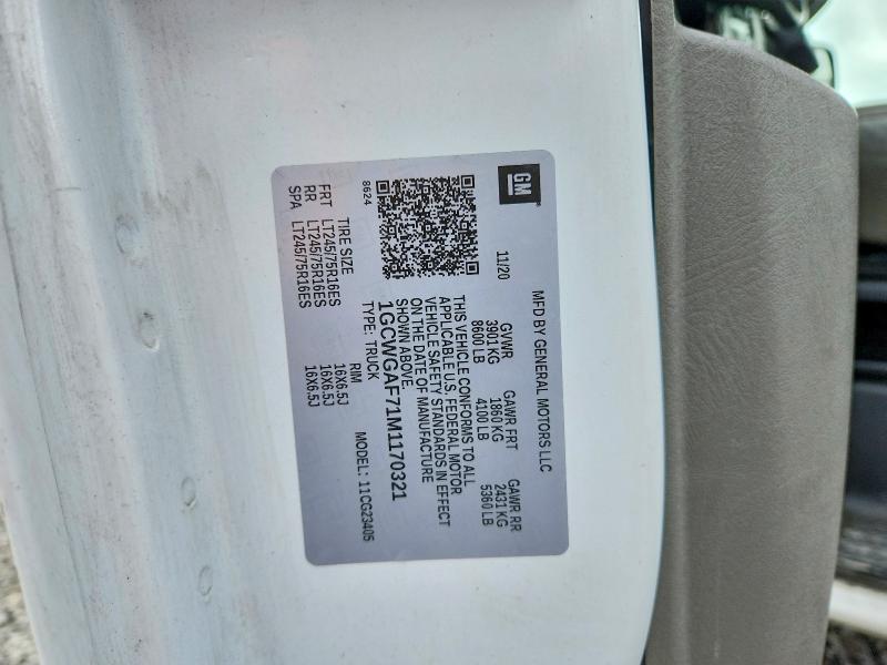 65628446 :رقم المزاد ، 1GCWGAF71M1170321 vin ، 2021 Chevrolet Express G2500 مزاد بيع
