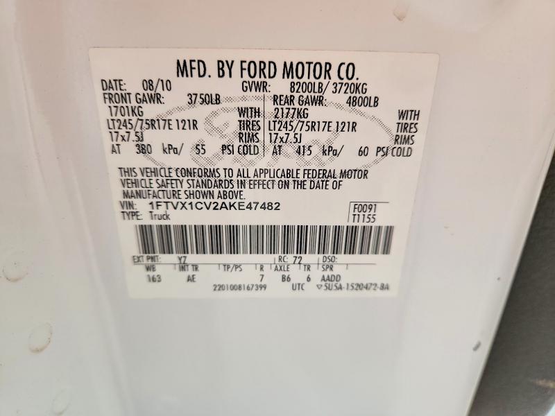 64147096 :رقم المزاد ، 1FTVX1CV2AKE47482 vin ، 2010 Ford F150 مزاد بيع