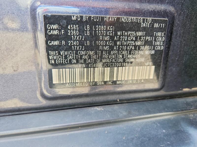 Aukcja sprzedaży 2012 Subaru Outback, vin: 4S4BRCJC7C3200199, numer aukcji: 66143126