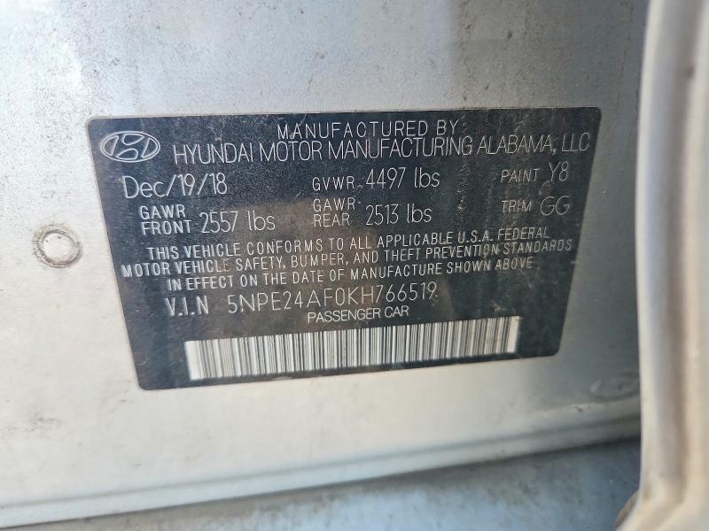 Aukcja sprzedaży 2019 Hyundai Sonata, vin: 5NPE24AF0KH766519, numer aukcji: 66891726