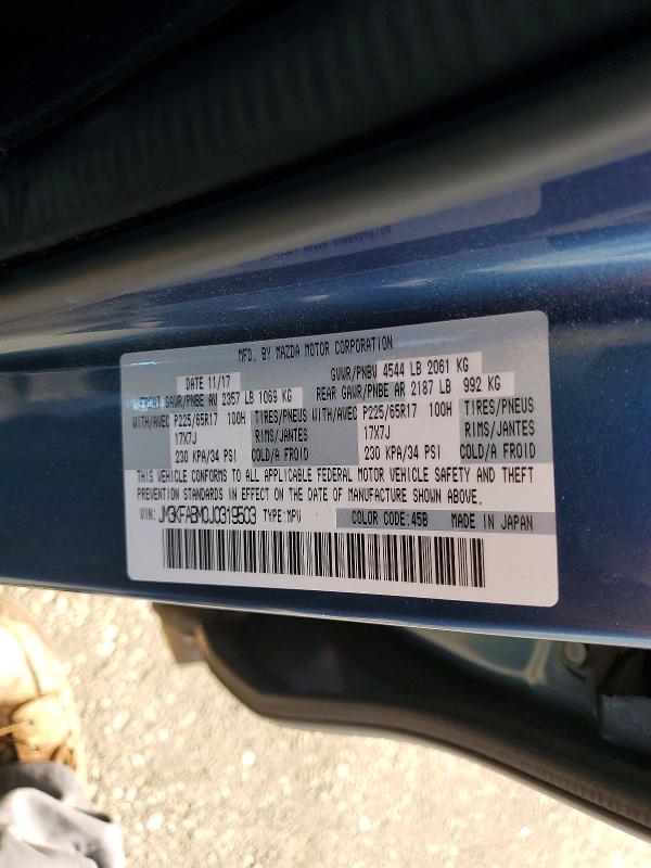 Aukcja sprzedaży 2018 Mazda Cx-5, vin: JM3KFABM0J0319503, numer aukcji: 64231036