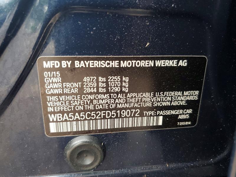 2015 Bmw 528 მანქანა იყიდება აუქციონზე, vin: WBA5A5C52FD519072, აუქციონის ნომერი: 66544496
