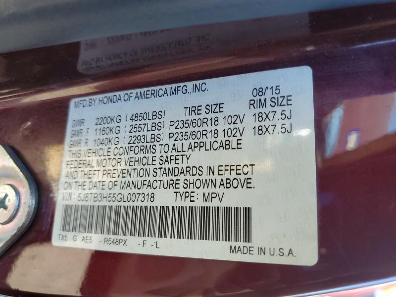 2016 Acura Rdx მანქანა იყიდება აუქციონზე, vin: 5J8TB3H55GL007318, აუქციონის ნომერი: 64898616