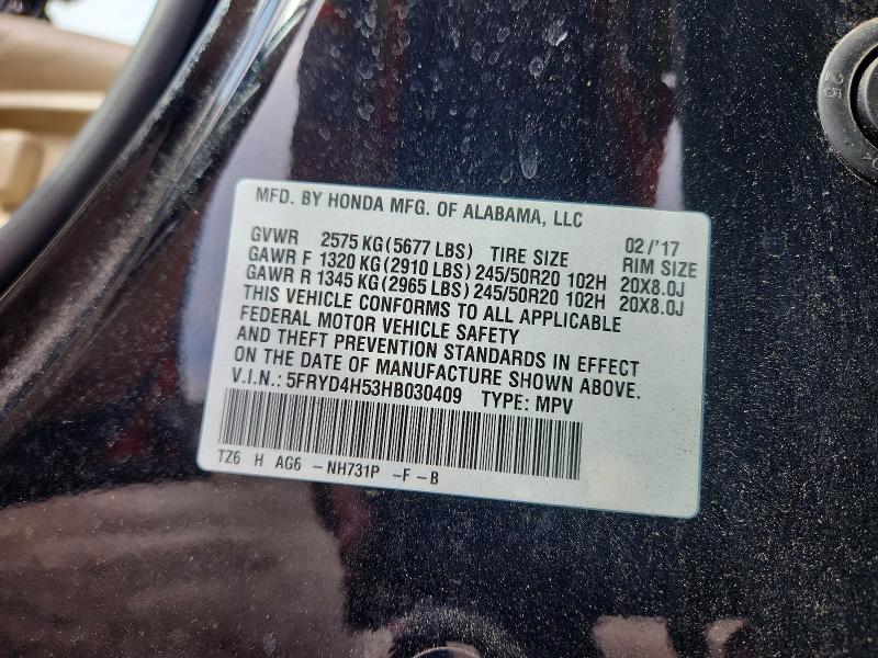2017 Acura Mdx მანქანა იყიდება აუქციონზე, vin: 5FRYD4H53HB030409, აუქციონის ნომერი: 65829656