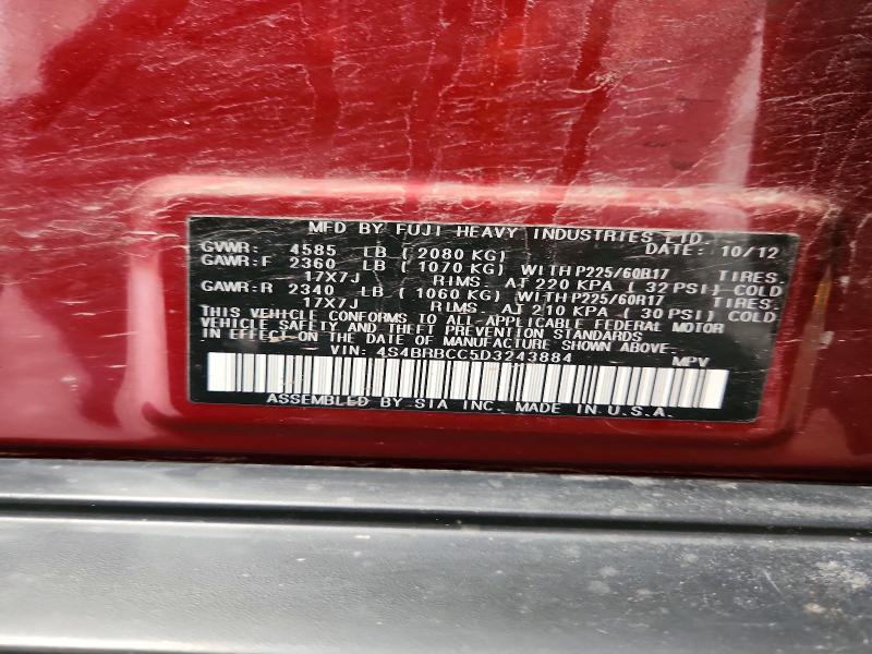 66744666 :رقم المزاد ، 4S4BRBCC5D3243884 vin ، 2013 Subaru Outback مزاد بيع