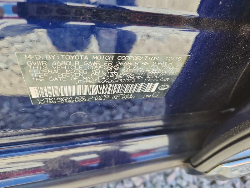 65760976 :رقم المزاد ، JTHBK1EG9B2432073 vin ، 2011 Lexus Es مزاد بيع