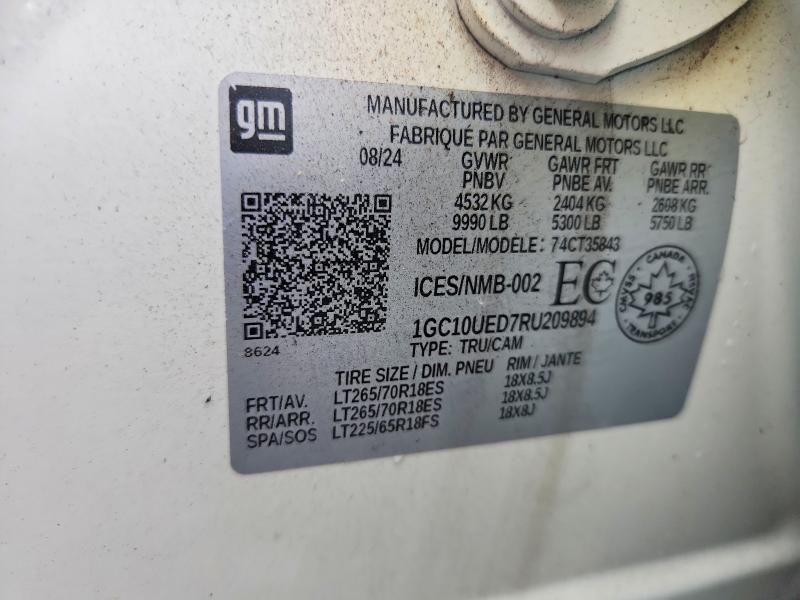 Auction sale of the 2024 Chevrolet Silverado, vin: 1GC10UED7RU209894, lot number: 63118046