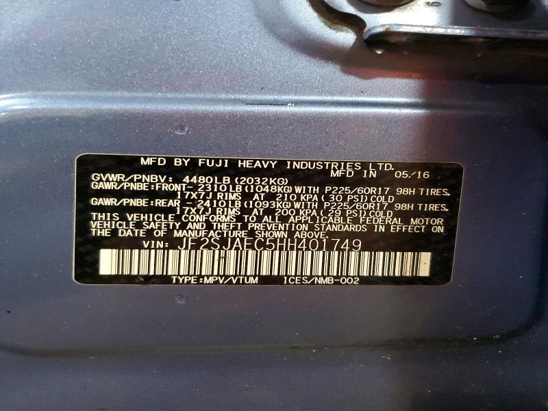 Aukcja sprzedaży 2017 Subaru Forester, vin: JF2SJAEC5HH401749, numer aukcji: 65934666