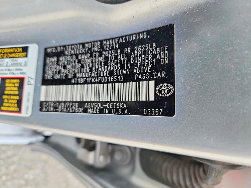 Продажа на аукционе авто 2015 Toyota Camry, vin: 4T1BF1FK4FU016513, номер лота: 65021296