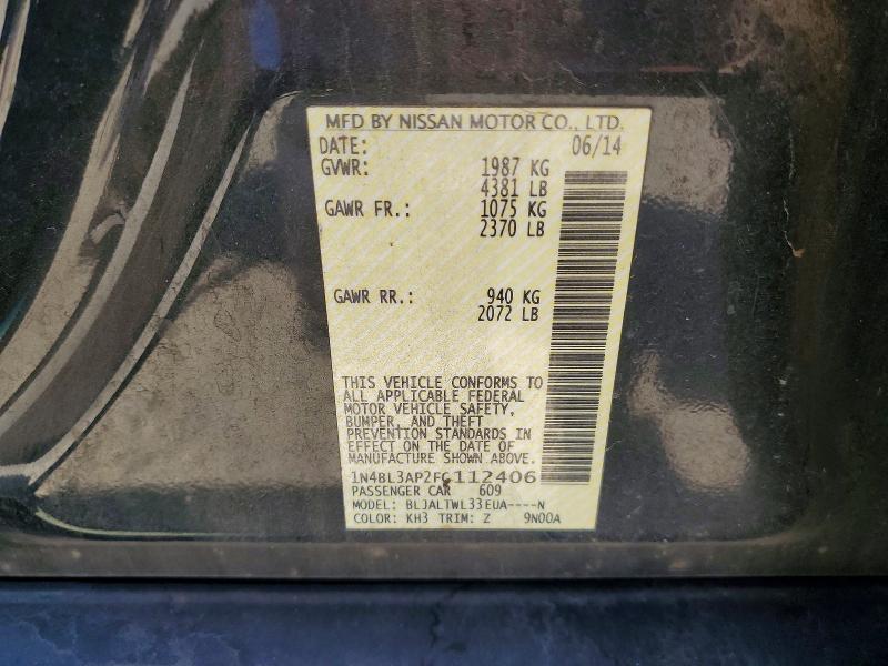 63039316 :رقم المزاد ، 1N4BL3AP2FC112406 vin ، 2015 Nissan Altima مزاد بيع