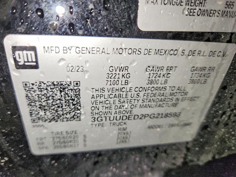 2023 Gmc Sierra მანქანა იყიდება აუქციონზე, vin: 3GTUUDED2PG218598, აუქციონის ნომერი: 64707806