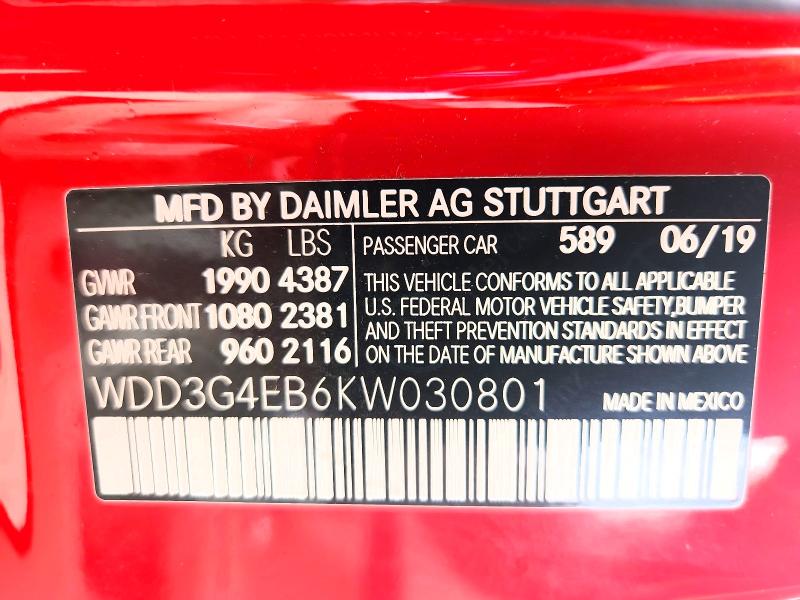 Aukcja sprzedaży 2019 Mercedes-benz A, vin: WDD3G4EB6KW030801, numer aukcji: 64210876