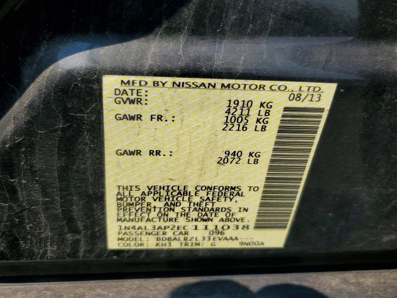 Продажа на аукционе авто 2014 Nissan Altima, vin: 1N4AL3AP2EC111038, номер лота: 64636466