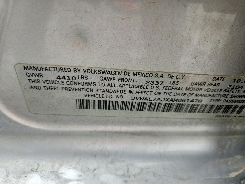 Продаж на аукціоні авто 2010 Volkswagen Jetta, vin: 3VWAL7AJXAM051478, номер лоту: 64560686