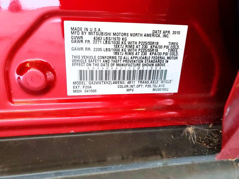 Aukcja sprzedaży 2015 Mitsubishi Outlander Sport, vin: 4A4AR4AU1FE031894, numer aukcji: 66395416
