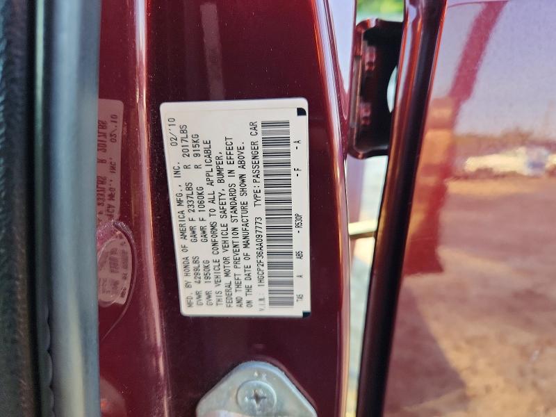 64737606 :رقم المزاد ، 1HGCP2F36AA097773 vin ، 2010 Honda Accord مزاد بيع