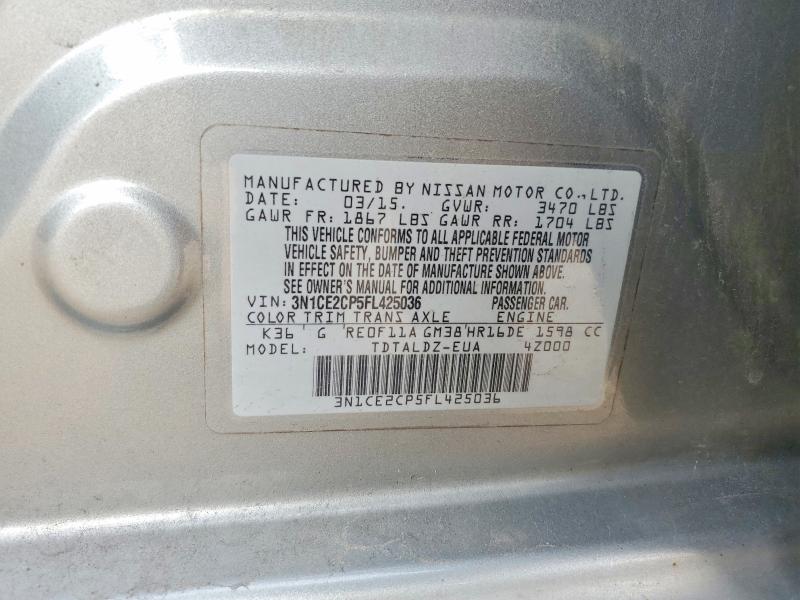Aukcja sprzedaży 2015 Nissan Versa Note, vin: 3N1CE2CP5FL425036, numer aukcji: 63709586