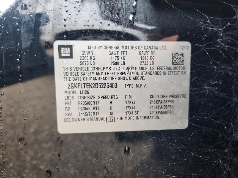 64433686 :رقم المزاد ، 2GKFLTEK2D6235403 vin ، 2013 Gmc Terrain مزاد بيع