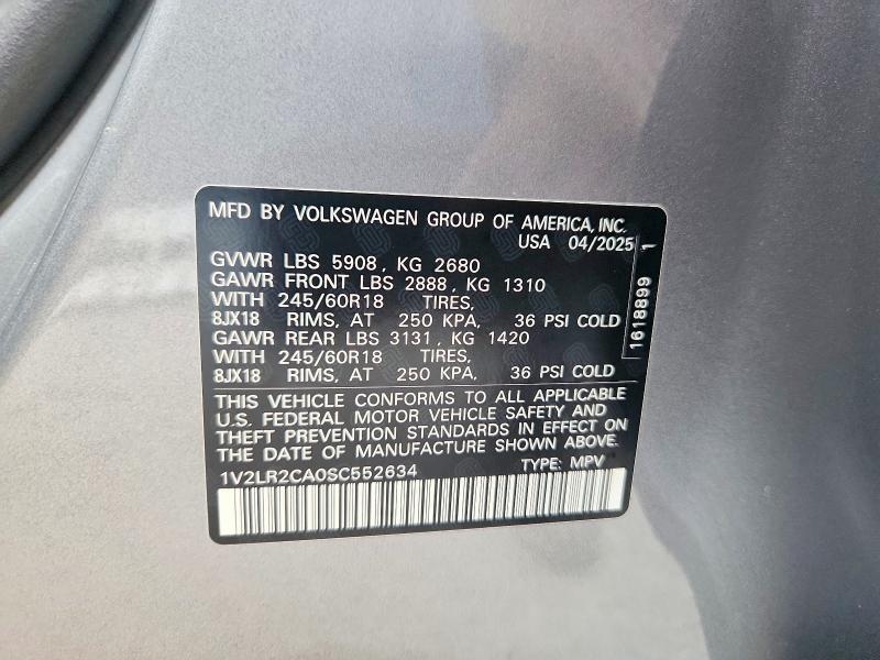 Продаж на аукціоні авто 2025 Volkswagen Atlas, vin: 1V2LR2CA0SC552634, номер лоту: 64698626