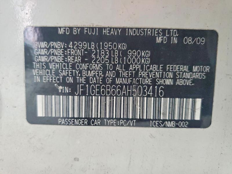 Продажа на аукционе авто 2010 Subaru Impreza, vin: JF1GE6B66AH503416, номер лота: 64159016
