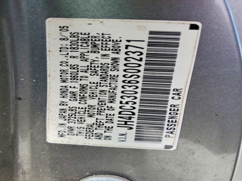 66703496 :رقم المزاد ، JH4DC53036S002371 vin ، 2006 Acura Rsx مزاد بيع