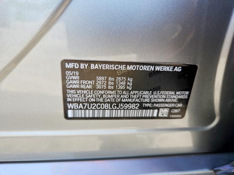 Aukcja sprzedaży 2020 Bmw 750, vin: WBA7U2C08LGJ59982, numer aukcji: 65126756