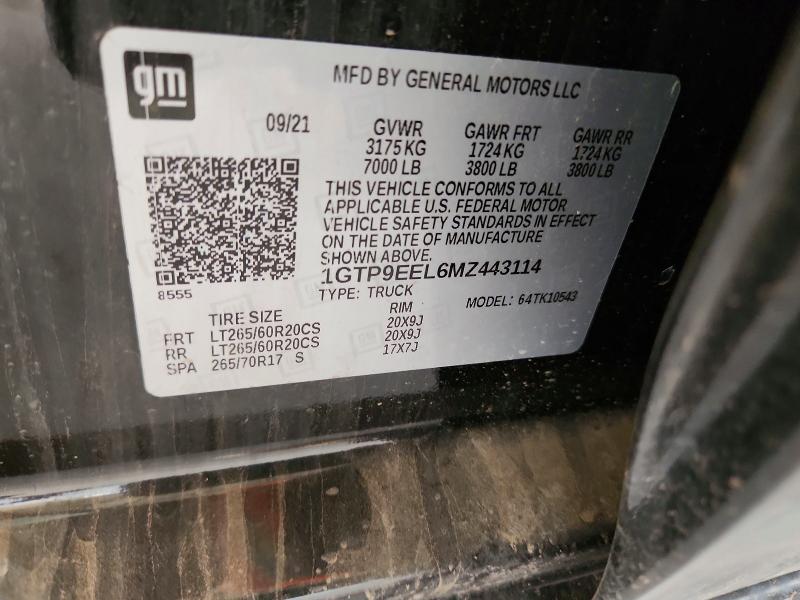 65948706 :رقم المزاد ، 1GTP9EEL6MZ443114 vin ، 2021 Gmc Sierra مزاد بيع