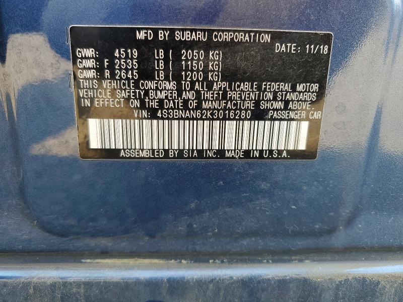 Продаж на аукціоні авто 2019 Subaru Legacy, vin: 4S3BNAN62K3016280, номер лоту: 65223206
