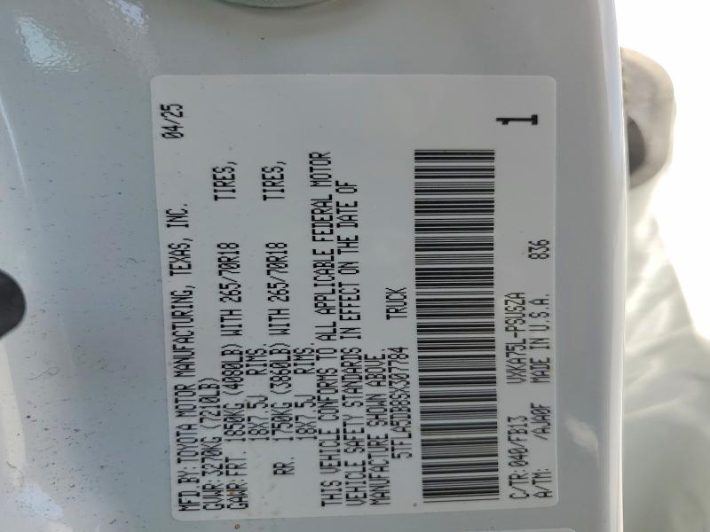 2025 Toyota Tundra მანქანა იყიდება აუქციონზე, vin: 5TFLA5DB8SX307784, აუქციონის ნომერი: 64966586