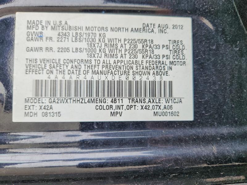 Продажа на аукционе авто 2013 Mitsubishi Outlander Sport, vin: 4A4AR4AUXDE002438, номер лота: 67132336