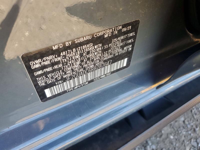 Aukcja sprzedaży 2024 Subaru Crosstrek, vin: JF2GUADC6R8287647, numer aukcji: 63919316